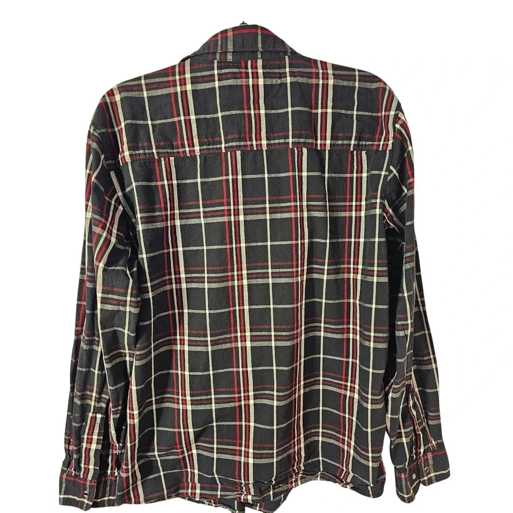 Levis Modern Mens‎ Large Black Red Plaid Long Sleeve Button Down Shirt Med
